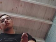 College student takes ALL THE CUM in his room while his classmates are outside! 3/16