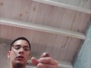 College student takes ALL THE CUM in his room while his classmates are outside! 5/16