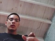 College student takes ALL THE CUM in his room while his classmates are outside! 6/16