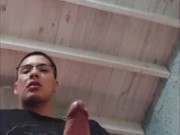 College student takes ALL THE CUM in his room while his classmates are outside! 7/16