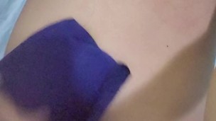 Steal stepmom's bra and panties, masturbate with cumshot