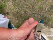 I hold his cock while he pees and play with a trickle of urine 4/16