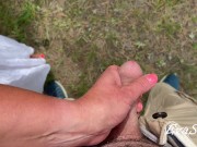 I hold his cock while he pees and play with a trickle of urine 8/16