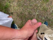 I hold his cock while he pees and play with a trickle of urine 9/16