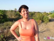 Amateur voyeur sex with big assed Latina Korin and her friend outdoors 1/16