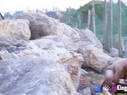 Amateur voyeur sex with big assed Latina Korin and her friend outdoors 14/16