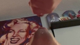 Sucking the cum out of this cock