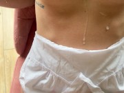 small blowjob during the cleaning and I cum on her small tits 16/16