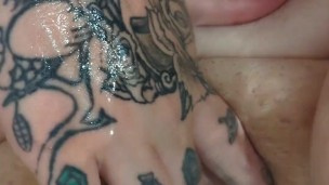 Bathtub pussy rubbing clit rubbing flicking my bean tattooed pawg bbw