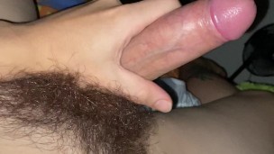 I touch my hairy and really hard cock