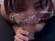 エロい音を立てながらしゃぶって大量に精子をもらうメガネ女子♡ cum in mouth japanese 4/16