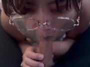 エロい音を立てながらしゃぶって大量に精子をもらうメガネ女子♡ cum in mouth japanese 5/16