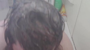 Taking a quick shower