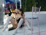 Furry girls play with each other holes 14/16