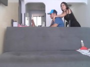 My stepdad didn't want to fuck me so I masturbated nearby while he works 2/16