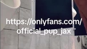 Licking public urinal at gym on all fours ass up