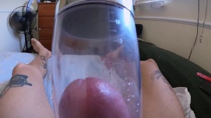 cock pump while watching porn
