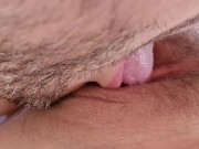 Extreme Close Up Clitoris ! Eating Squirting Unshaved Wet Pussy 8/16
