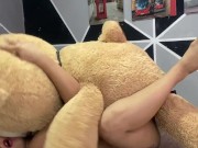 Horny college girl masturbates with her teddy bear and squirts 💦 12/16
