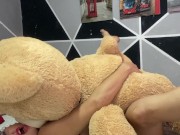 Horny college girl masturbates with her teddy bear and squirts 💦 13/16