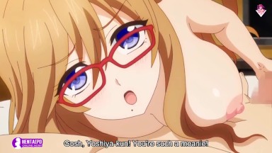 Busty glasses babe gets her doggystyle position with her lover | Anime Hentai 1080p