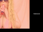 Blonde bimbo wearing glasses in a bikini top tease! 1/16