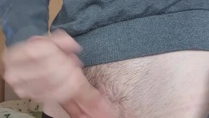 solo man. masturbating big uncircumcised cock