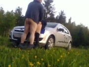 He bends me on the hood of the car and fucks me like a cow while I moan. 2/16