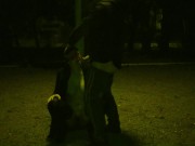 He jerked his fat cock on my face and tits. PUBLIC