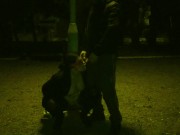 MILF 50+ golden shower in a public park 13/16