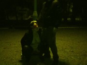 MILF 50+ golden shower in a public park 14/16