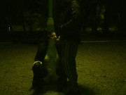 MILF 50+ golden shower in a public park 3/16