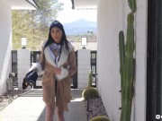 Skinny Latina Flight Attendant Gets Numerous Facials During Threesome 1/16