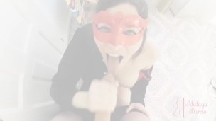 DELIVERY GUY CUMS AS MAL HAS NO CASH TO PAY. BLOWJOB, CUMSHOT,HER STEP-DAD BEHIND THE DOOR - AMATEUR