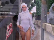Hijabi Aaliyah Yasin sucks DirtySpringbok's cock in the hot tub and gets his cum on her glasses 3/16