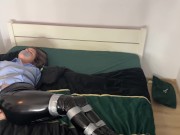 Office girl is tied up with duct tape and try to escape 13/16