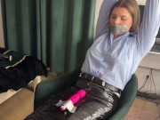 The girl wrapped in tape was spanked and stripped 4/16