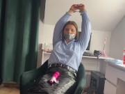 The girl wrapped in tape was spanked and stripped 5/16