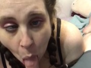 CLOSE-UP POV SUCKING ONLY THE TIP, SUCKING OUT HOT THICK CUMLOAD
