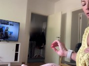 Came home and almost caught me sucking dick. I countinued the blowjob a while she was on kitchen 12/16