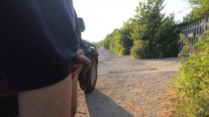 Teen Jacking Off in Lay-by then Shooting Cum