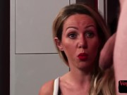 Voyeur MILF in lockerroom seduces wanker 7/16