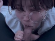 奥まで咥えさせられて「おちんぽ大好き♡」ごっくんしちゃうMのメガネ女子 cum in mouth gokkun 3/16