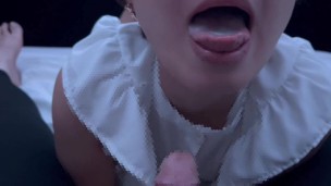 M glasses girl who is made to suck deep into her mouth and gokkun “I love dick”