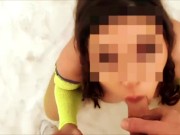 Sweet Girl with a Lollipop Sucks a Cock and gets Cum on her Tits/Słodka Dziewczyna z Lizakiem 🍭 14/16