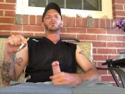 Smoking and stroking my BWC outside until cumshot 6/16