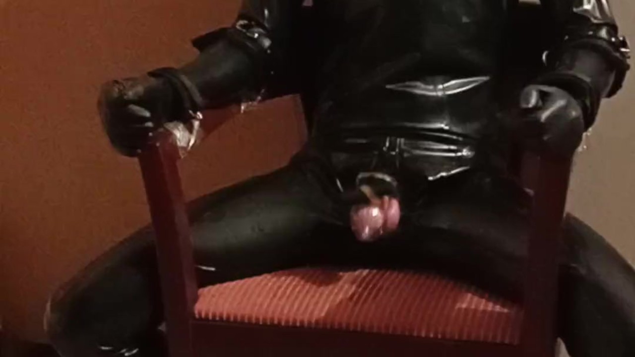 Latex Sissy vibrates in self bondage with chastity and breathplay - Free Sex Video - RedTube