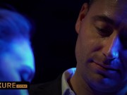 The big boobs blonde is submitted to three guys 3/16