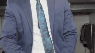 Christian Styles Jerking A Huge Load In Suit