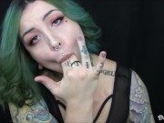 Chubby Tattooed Babe Gives Sloppy Blowjob to Big Dildo While Talking Dirty to you 2/16